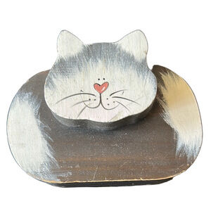 hand carved cat pen, pencil holder